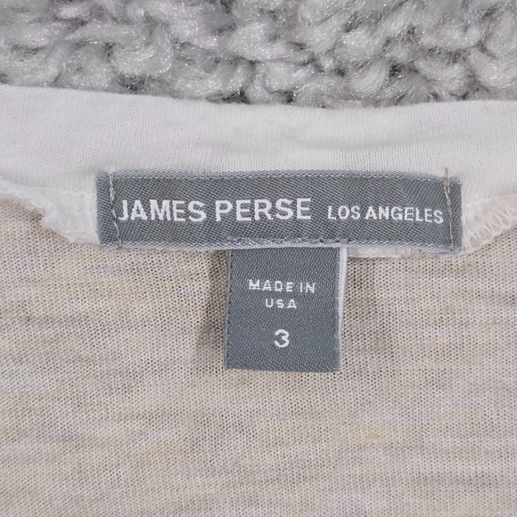 James Perse Top Womens 3 (Large) Tan White‎ Striped Short Sleeve Scoop Neck - Picture 4 of 9